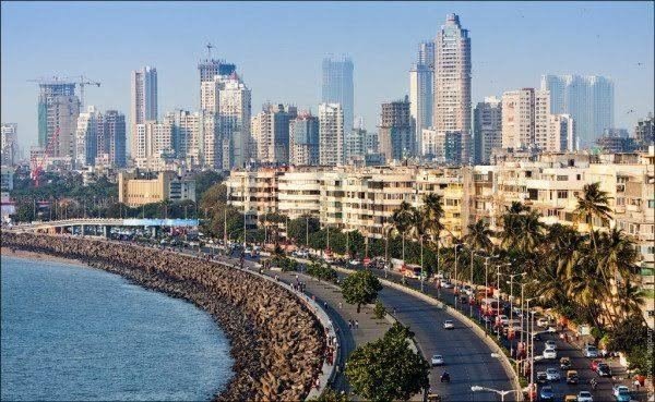Mumbai skyline and Marine Drive